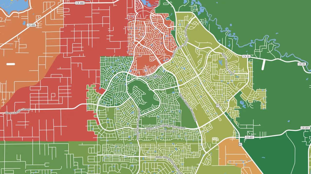 Citrus Springs, FL Map of Theft Rates