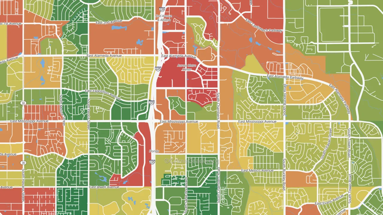 City Center, Aurora, CO Map of Theft Rates
