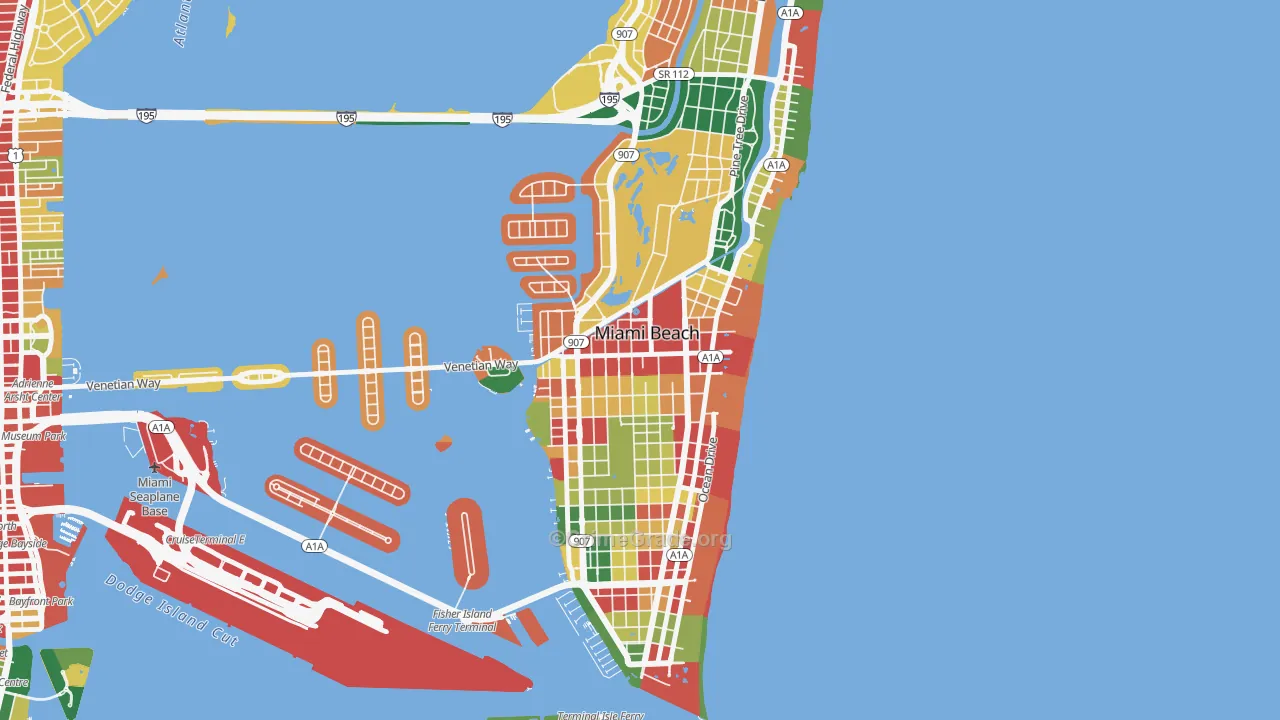 City Center, Miami Beach, FL Map of Theft Rates