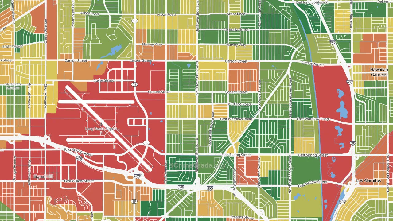 City College Area, Long Beach, CA Map of Theft Rates