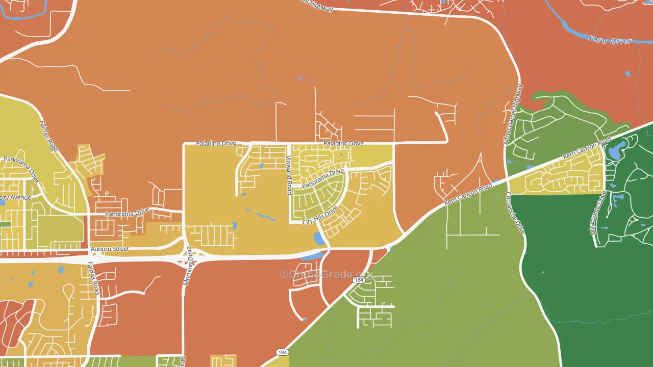 City in the Hills, Bakersfield, CA Map of Theft Rates