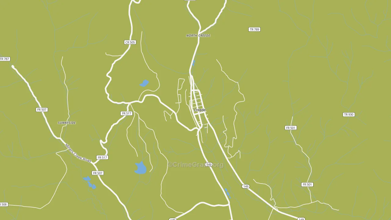 City of Creede, CO Map of Theft Rates