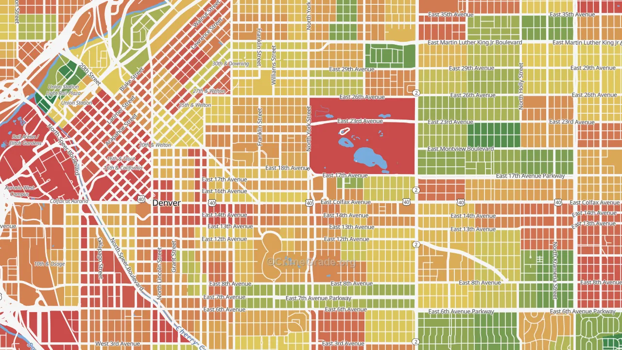 City Park, Denver, CO Map of Theft Rates