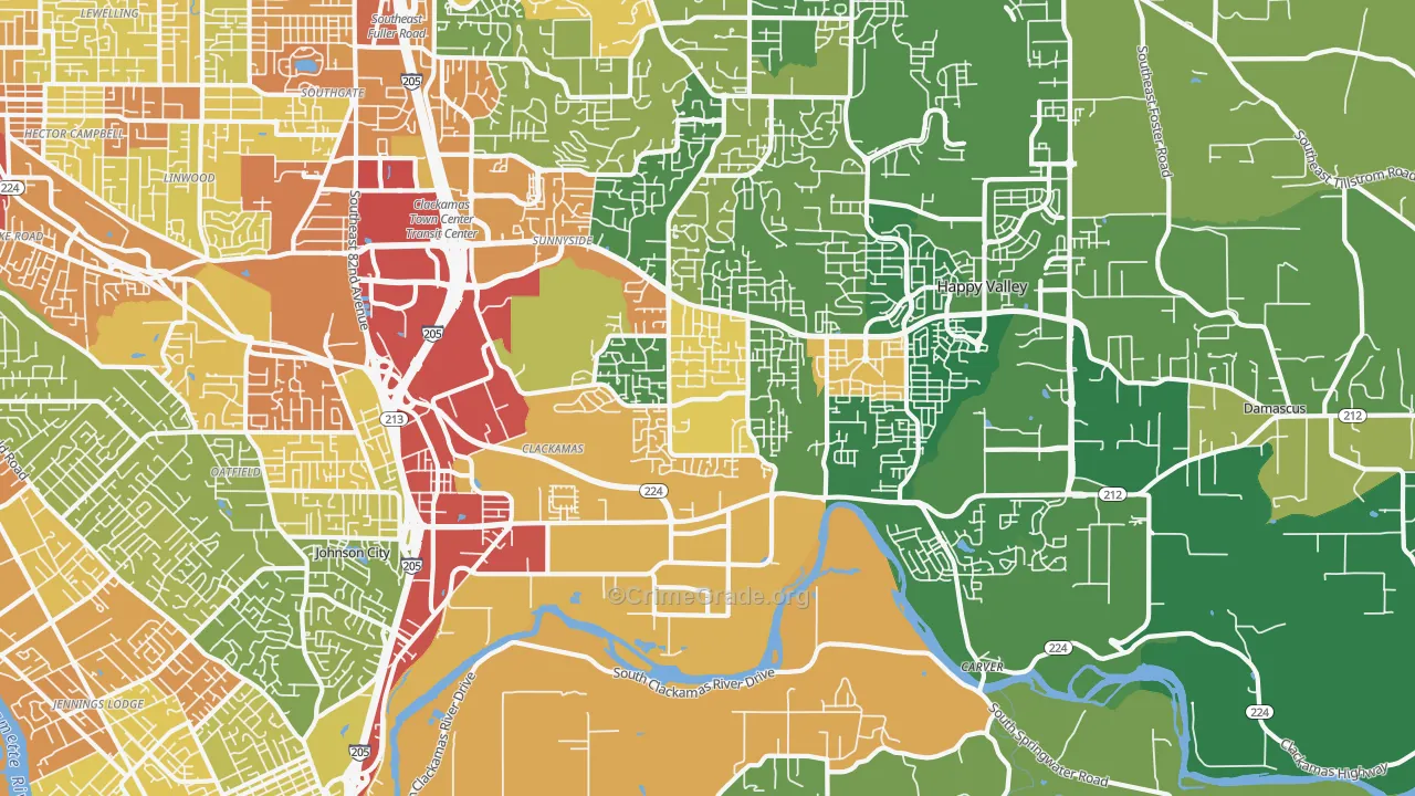 Clackamas, OR Map of Theft Rates