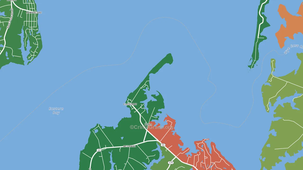 Claiborne, MD Map of Theft Rates