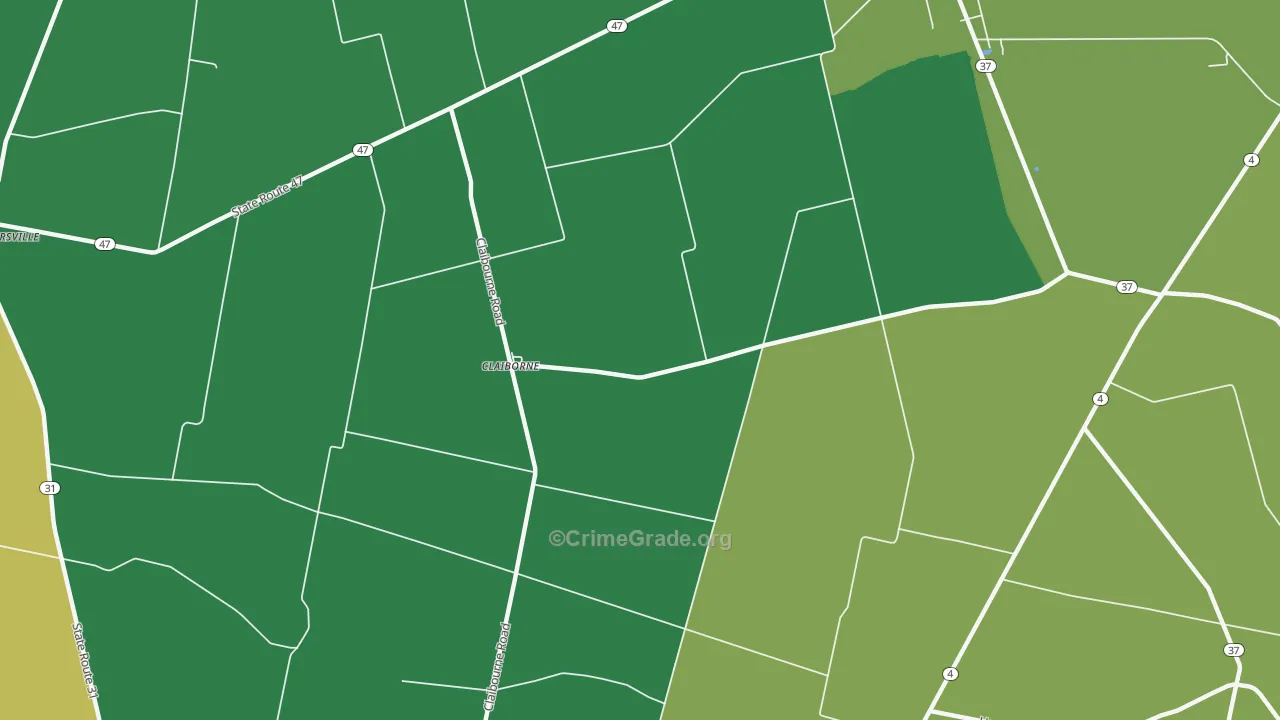 Claiborne, OH Map of Theft Rates