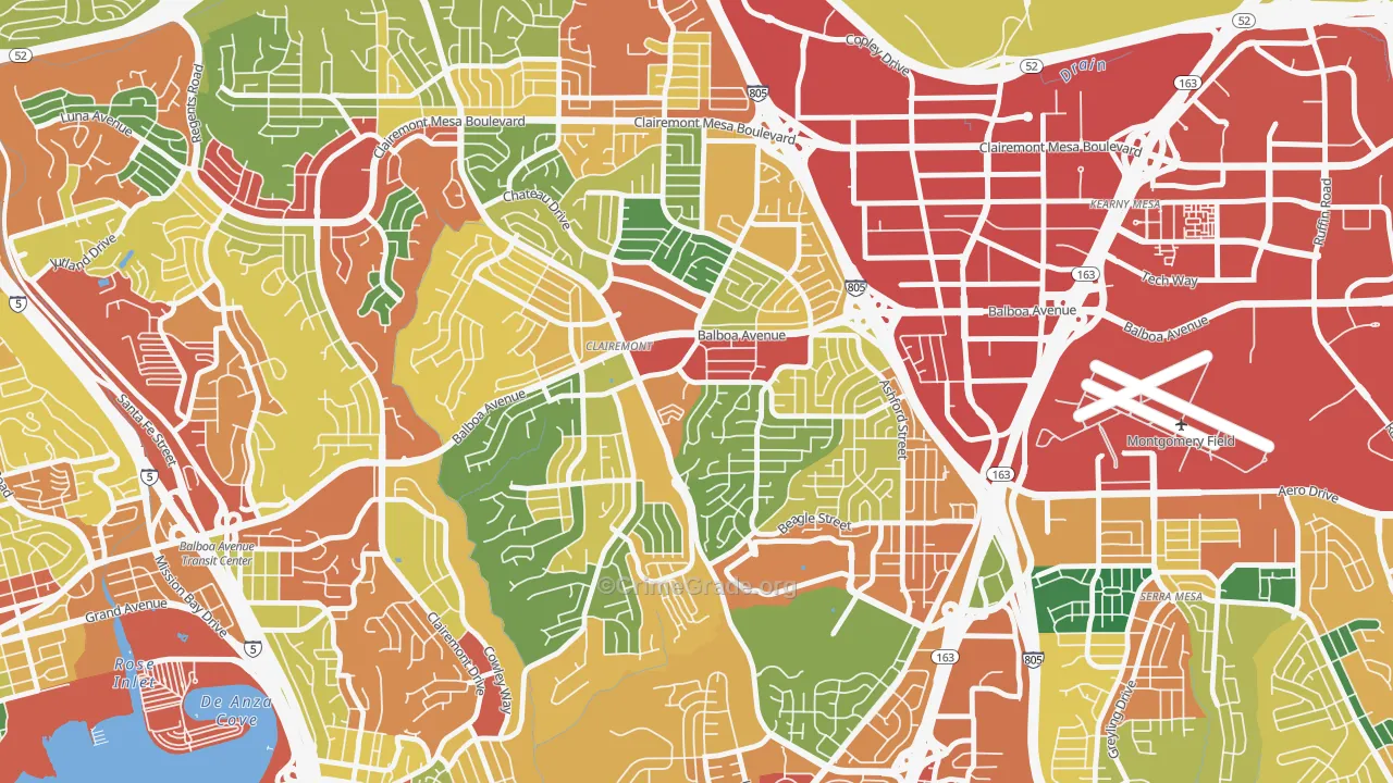 Clairemont Mesa, San Diego, CA Map of Theft Rates
