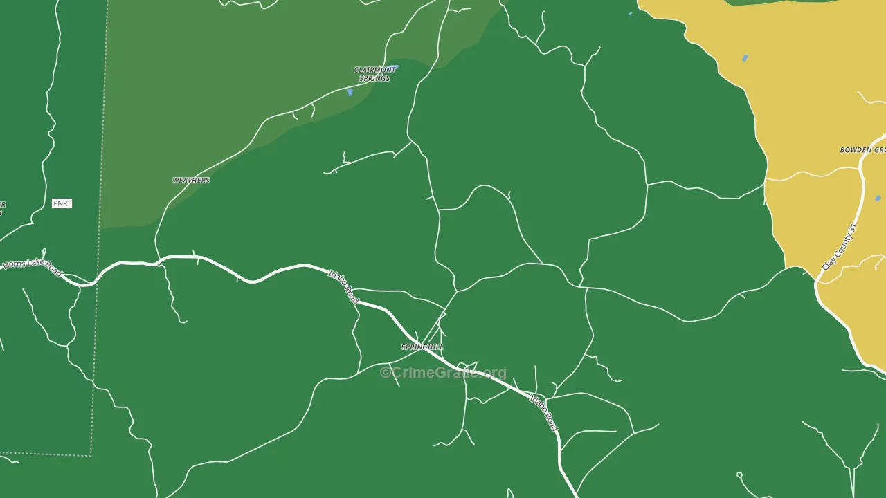 Clairmont Springs, AL Map of Theft Rates