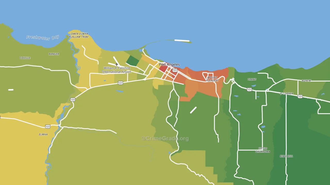Clallam County, WA Map of Theft Rates