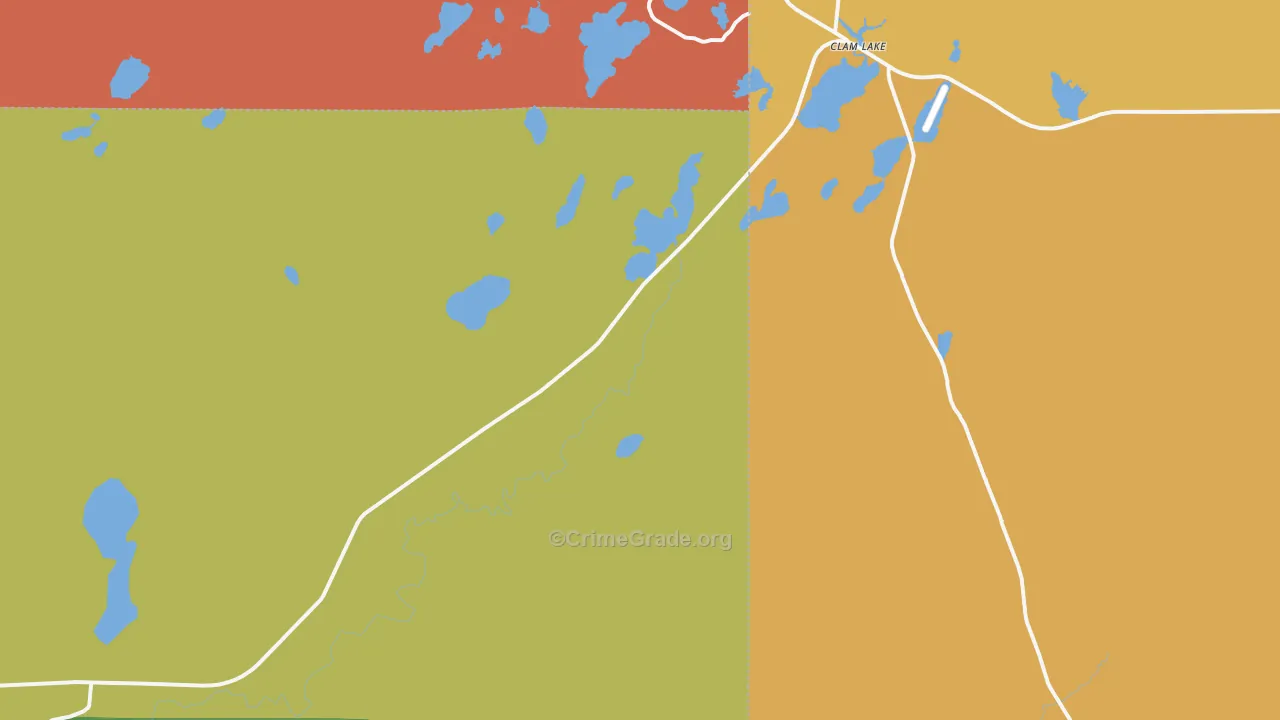 Clam Lake, WI Map of Theft Rates