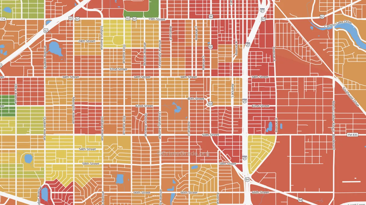 Clapp Park, Lubbock, TX Map of Theft Rates