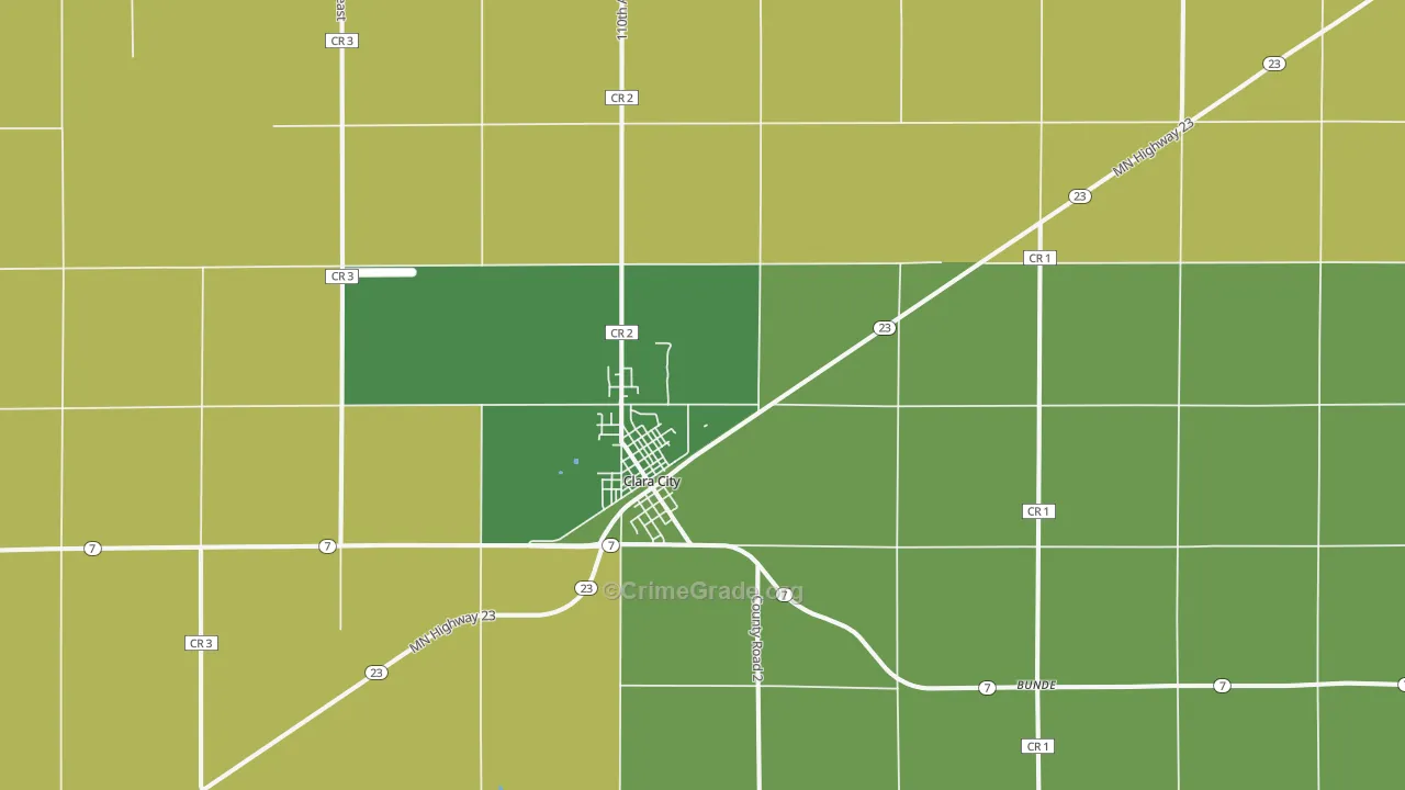 Clara City, MN Map of Theft Rates