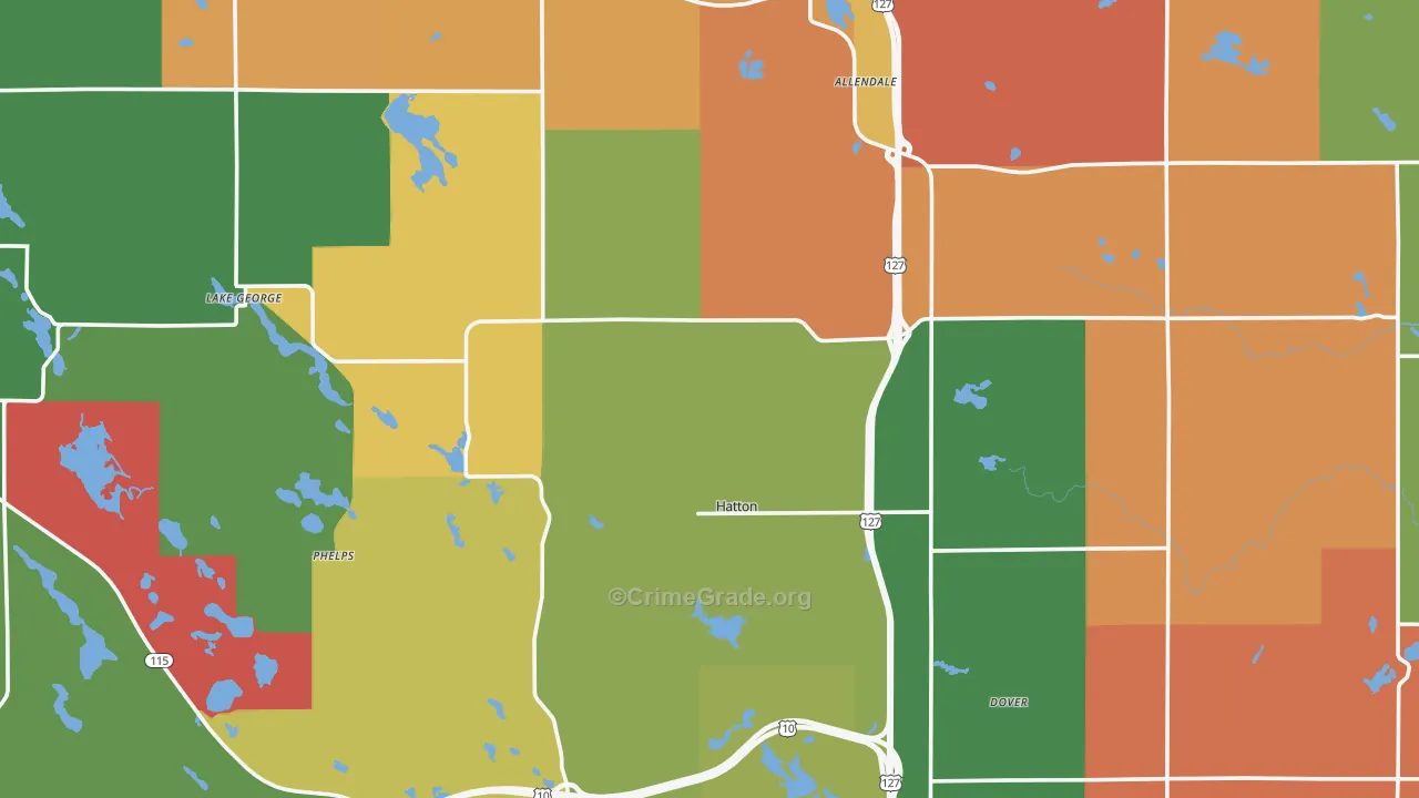 Clare County, MI Map of Theft Rates