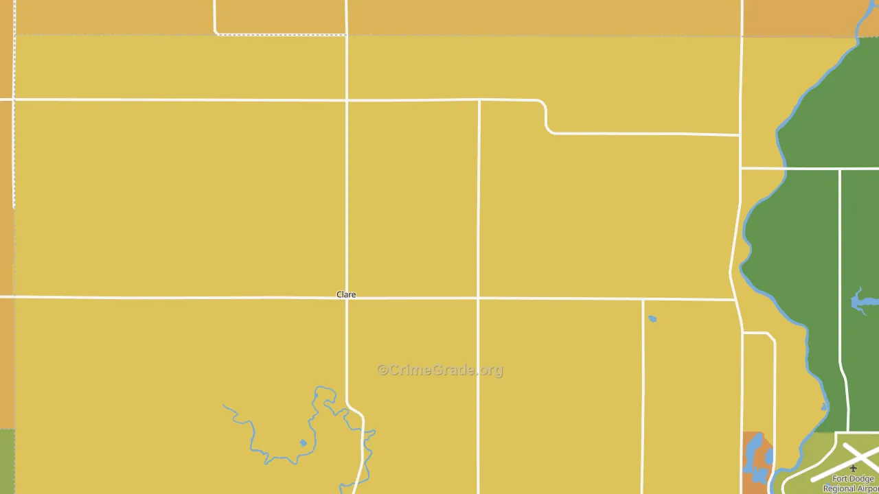 Clare, IA Map of Theft Rates