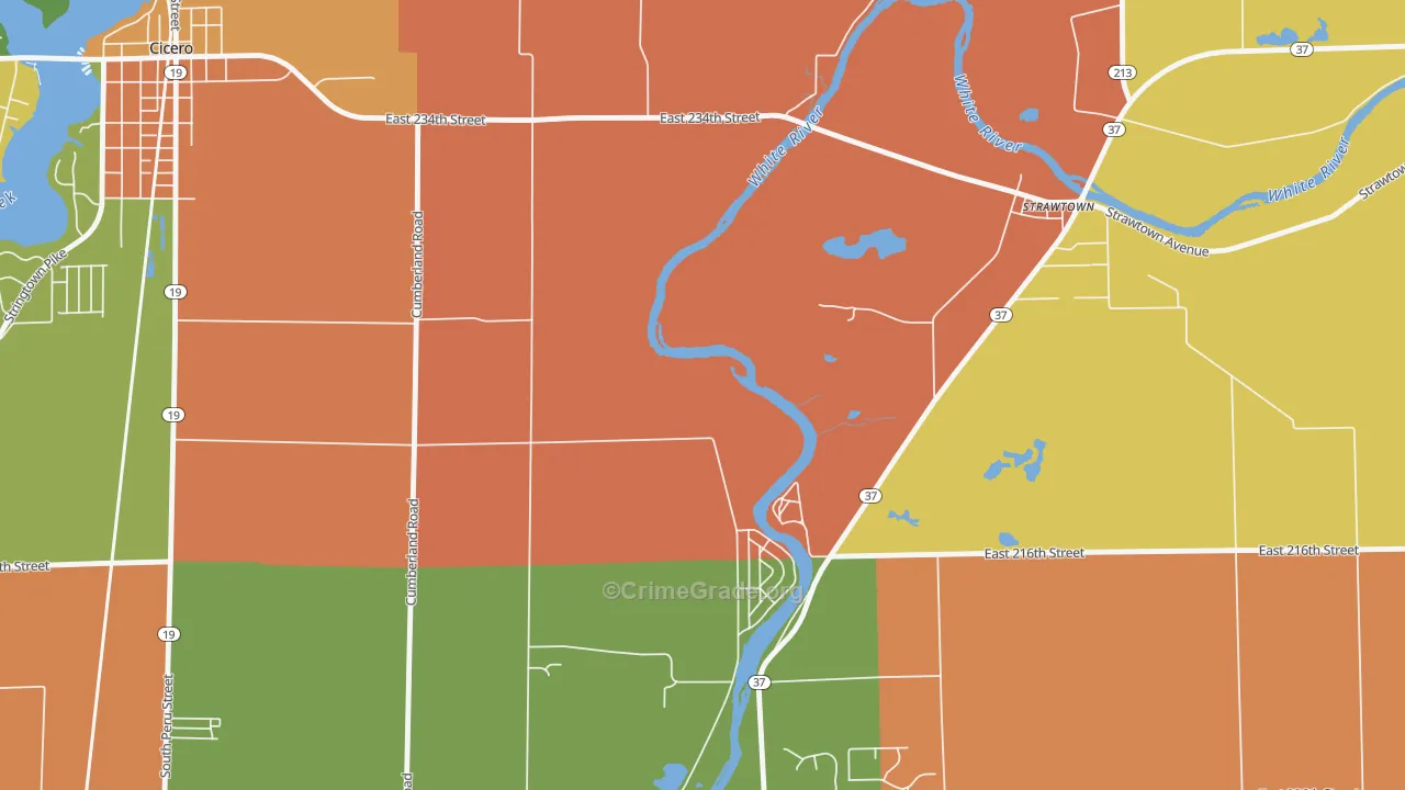 Clare, IN Map of Theft Rates