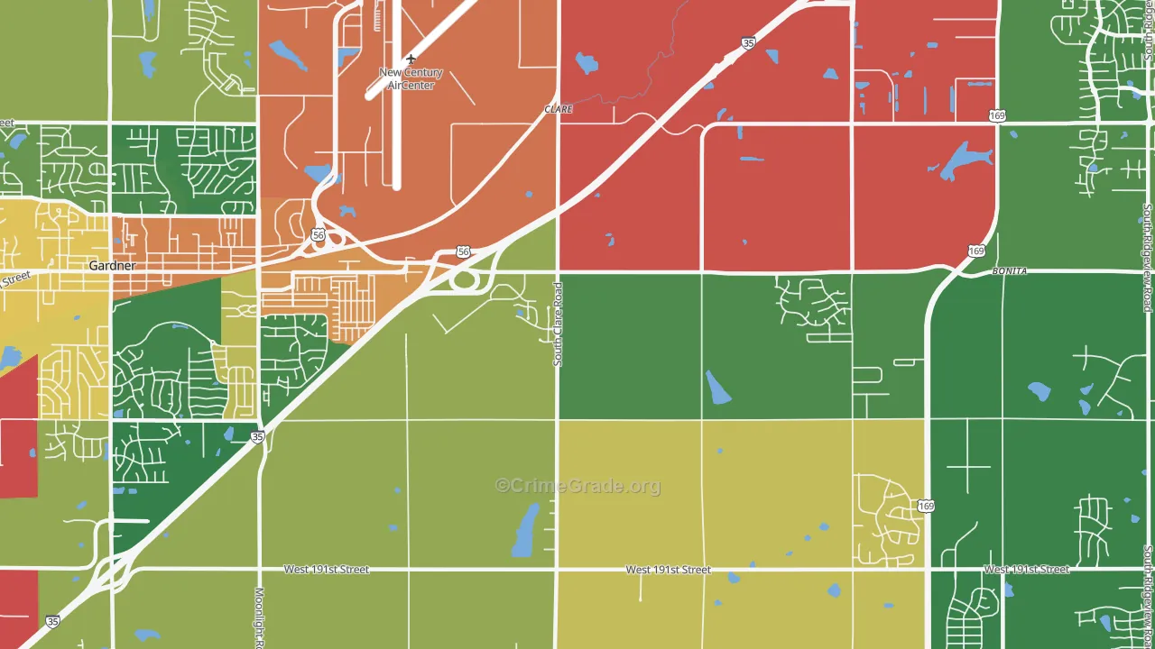 Clare, KS Map of Theft Rates