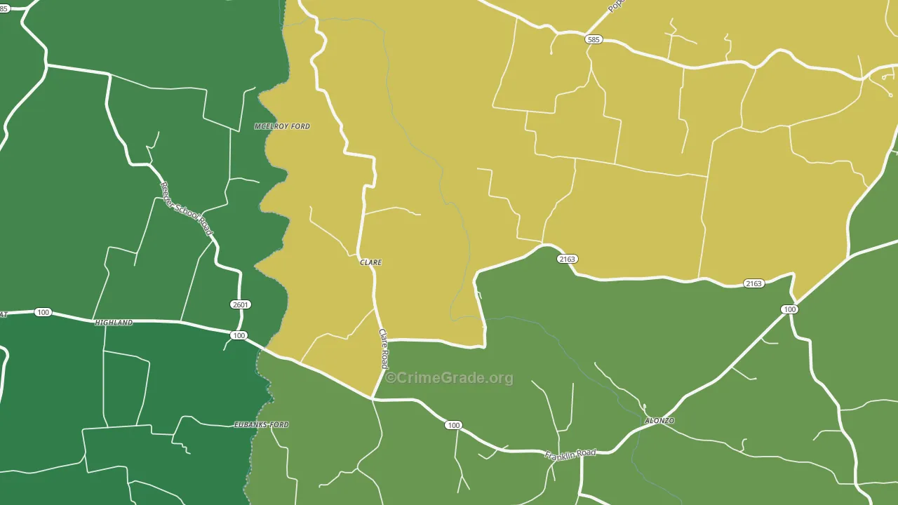 Clare, KY Map of Theft Rates