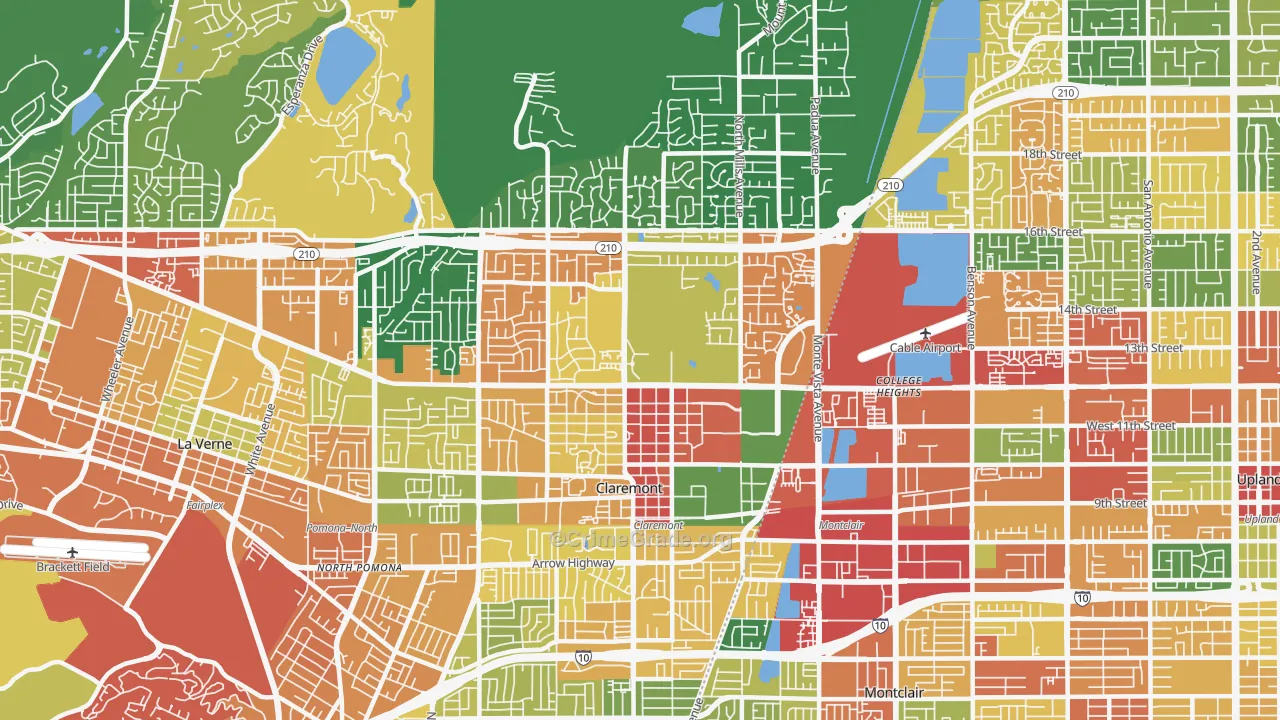 Claremont, CA Map of Theft Rates