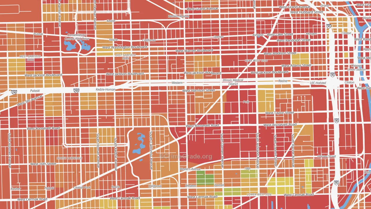 Claremont Cottages, Chicago, IL Map of Theft Rates