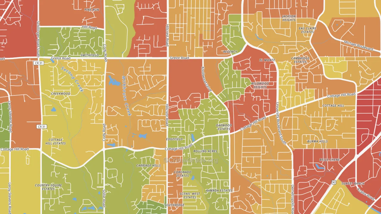 Claremont, Mobile, AL Map of Theft Rates