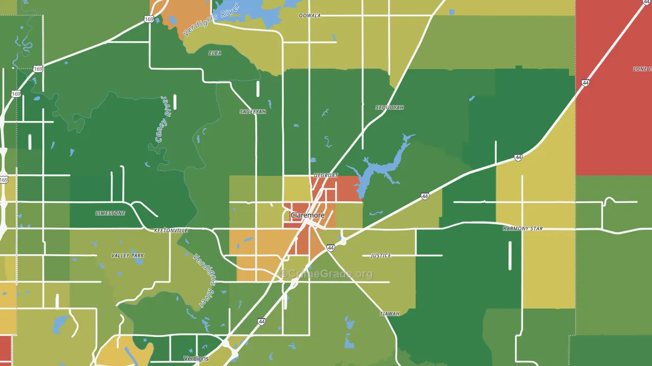 Claremore, OK Map of Theft Rates