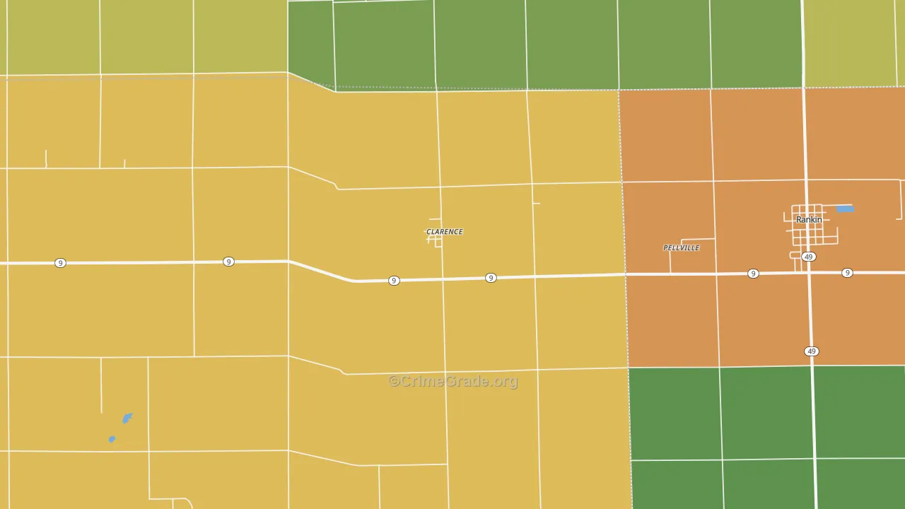 Clarence, IL Map of Theft Rates
