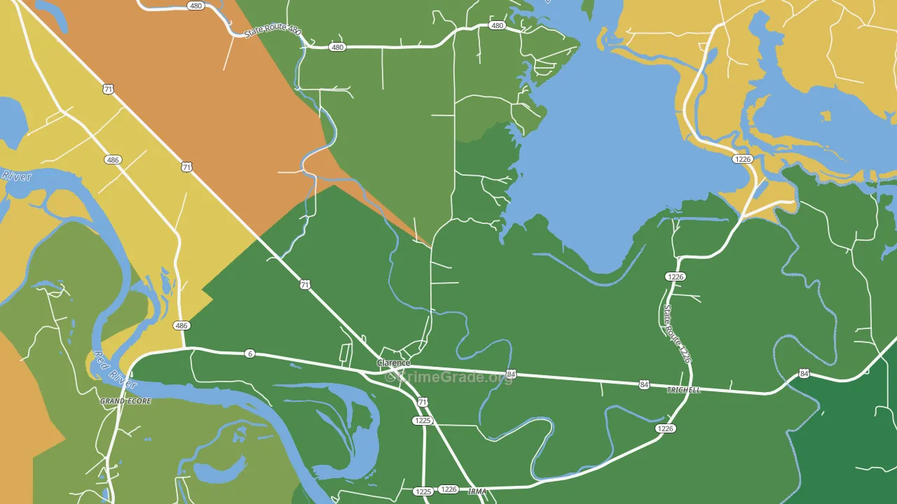 Clarence, LA Map of Theft Rates