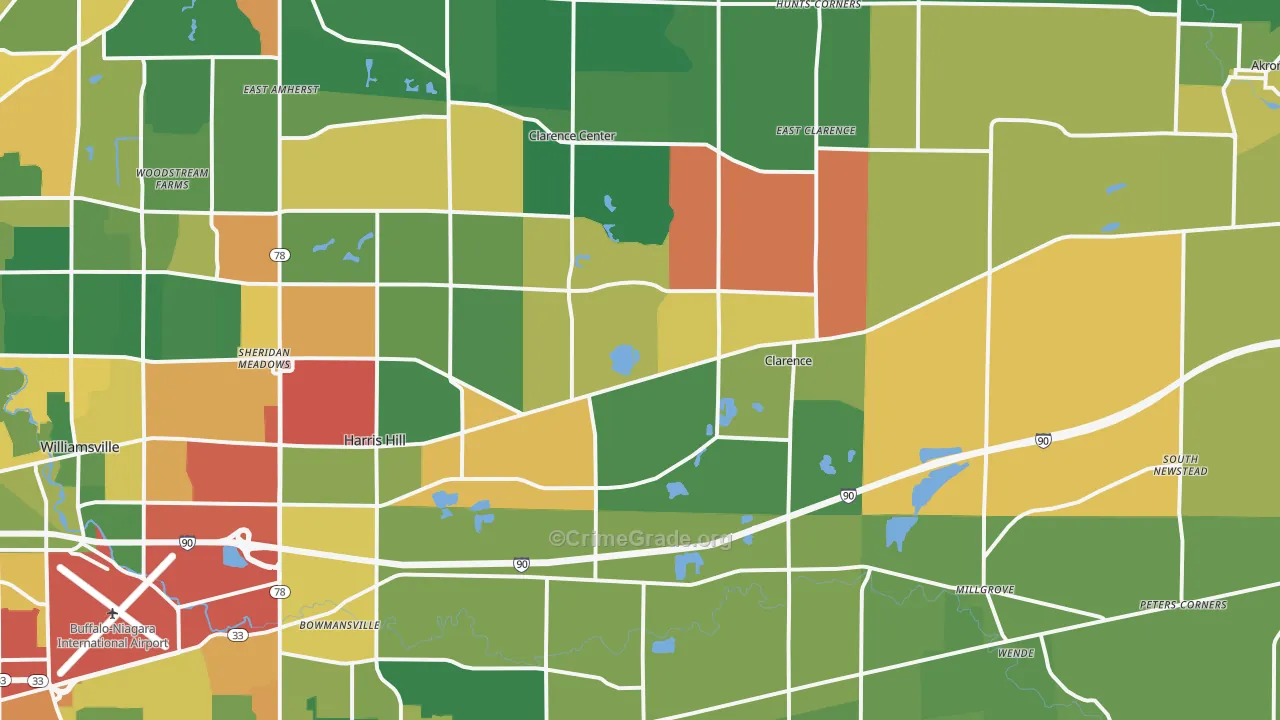 Clarence, NY Map of Theft Rates