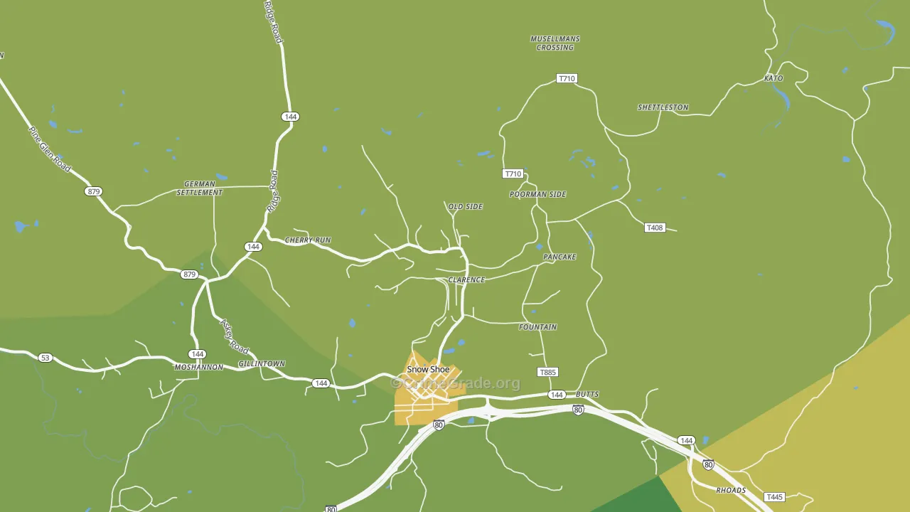 Clarence, PA Map of Theft Rates