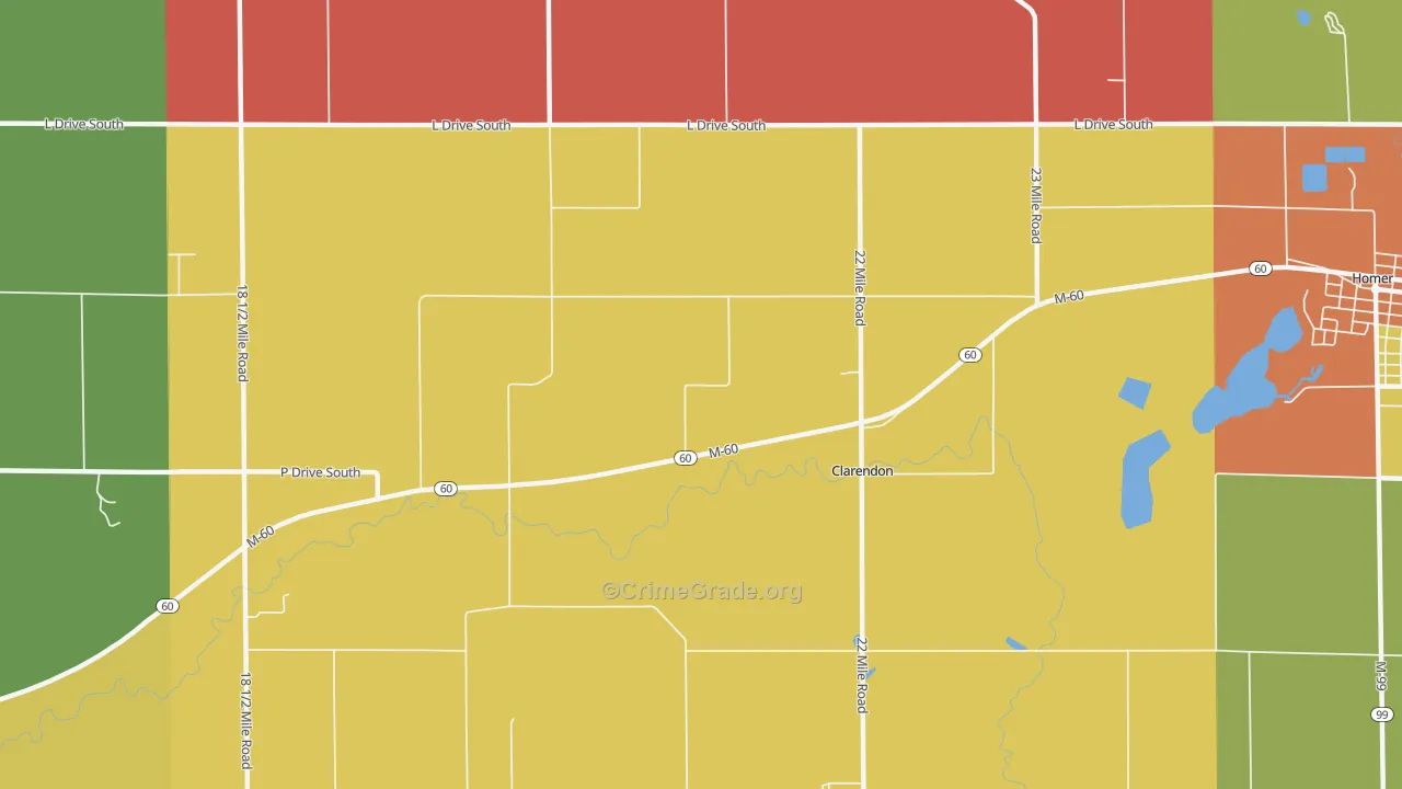 Clarendon, MI Map of Theft Rates