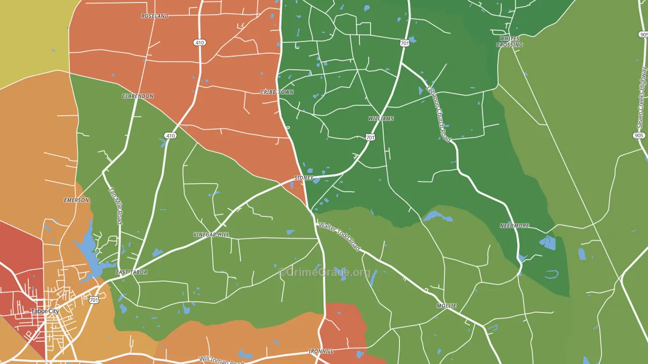 Clarendon, NC Map of Theft Rates