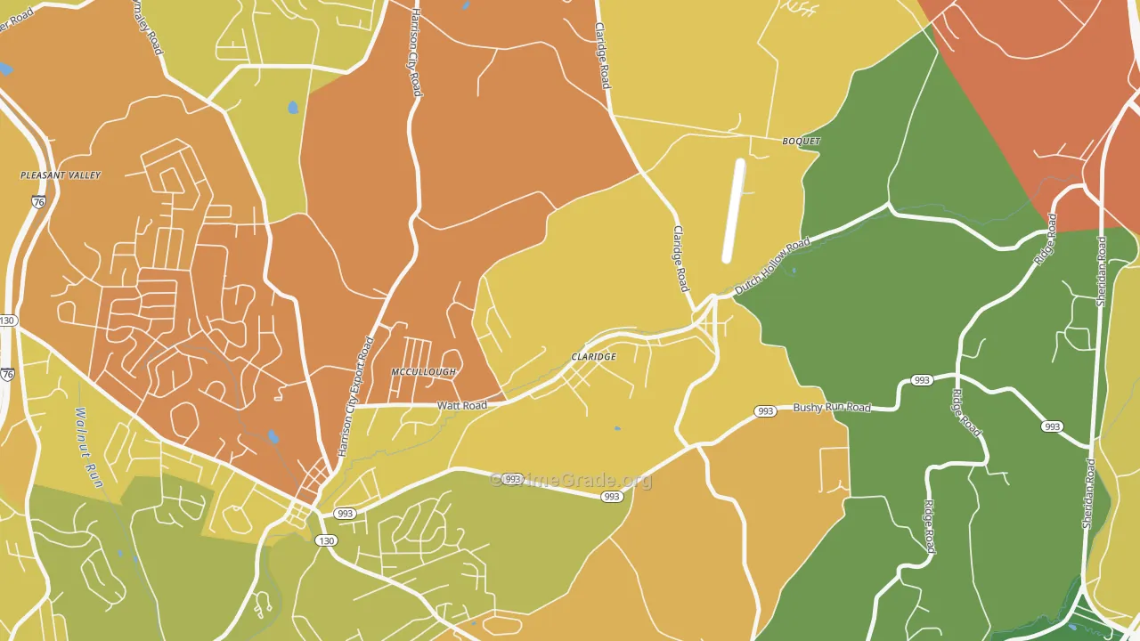 Claridge, PA Map of Theft Rates