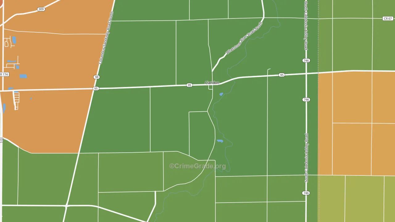 Claridon, OH Map of Theft Rates