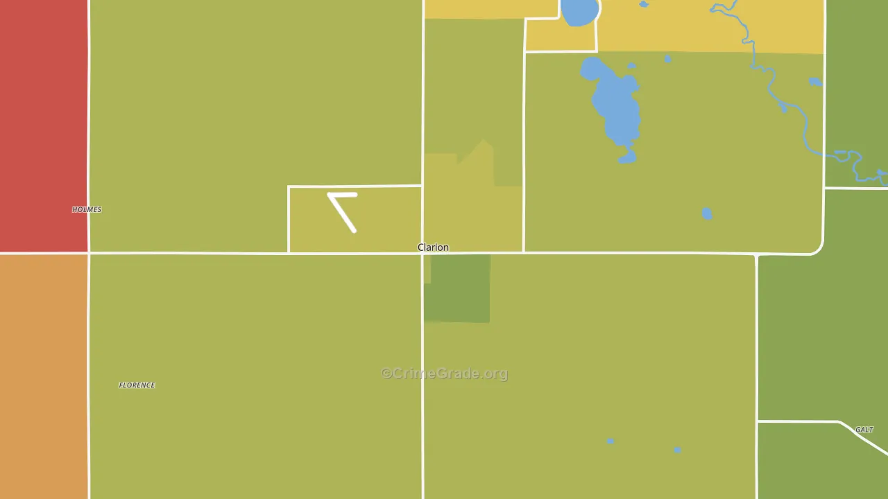 Clarion, IA Map of Theft Rates
