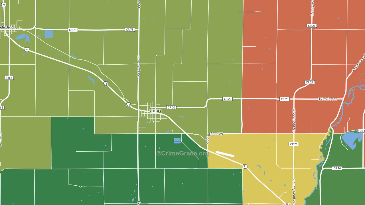 Clarissa, MN Map of Theft Rates