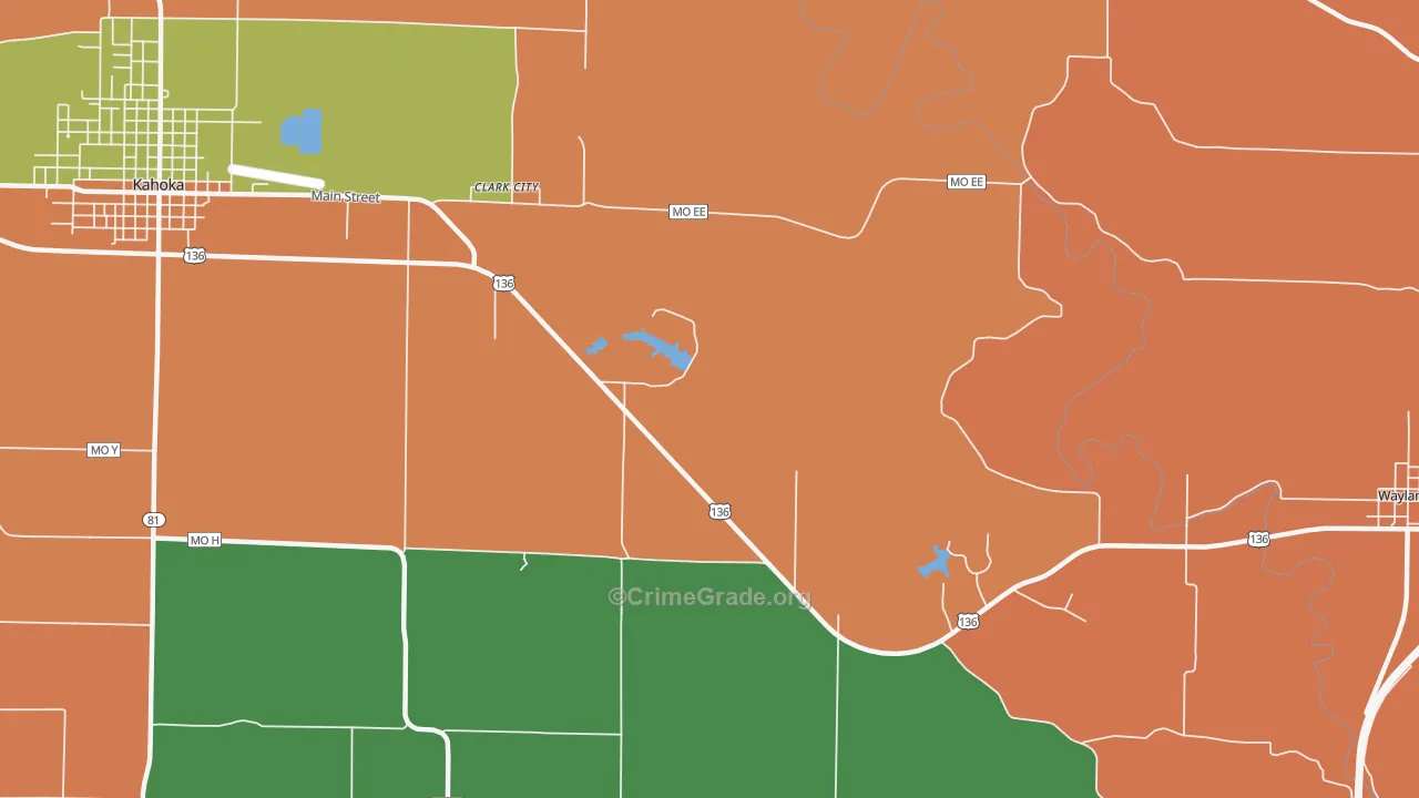 Clark City, MO Map of Theft Rates
