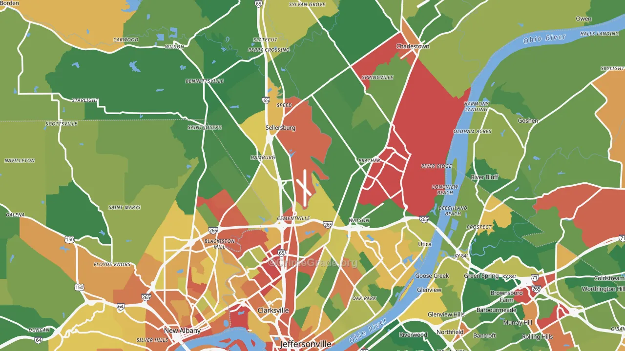 Clark County, IN Map of Theft Rates