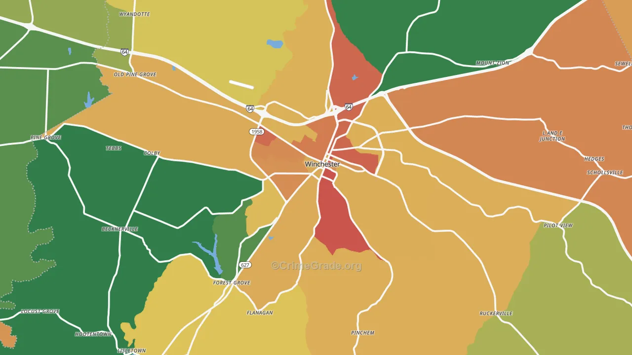 Clark County, KY Map of Theft Rates