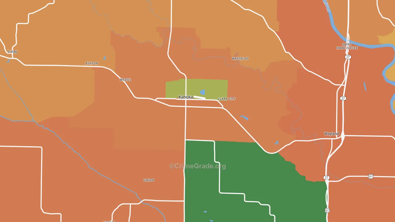 Clark County, MO Map of Theft Rates