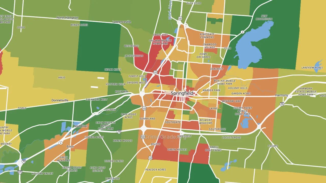 Clark County, OH Map of Theft Rates