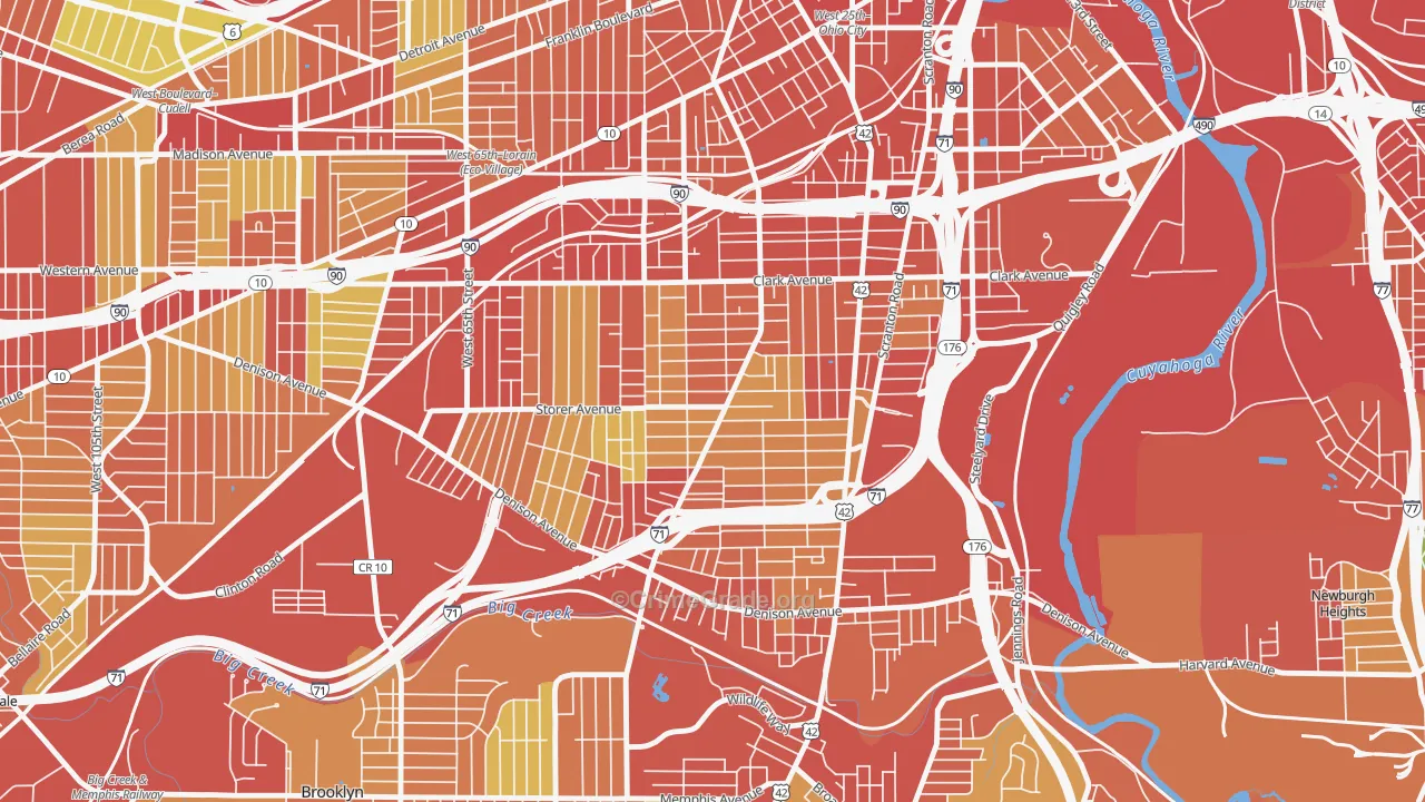 Clark-Fulton, Cleveland, OH Map of Theft Rates