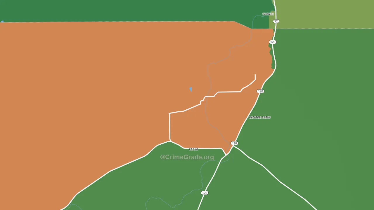 Clark, WY Map of Theft Rates