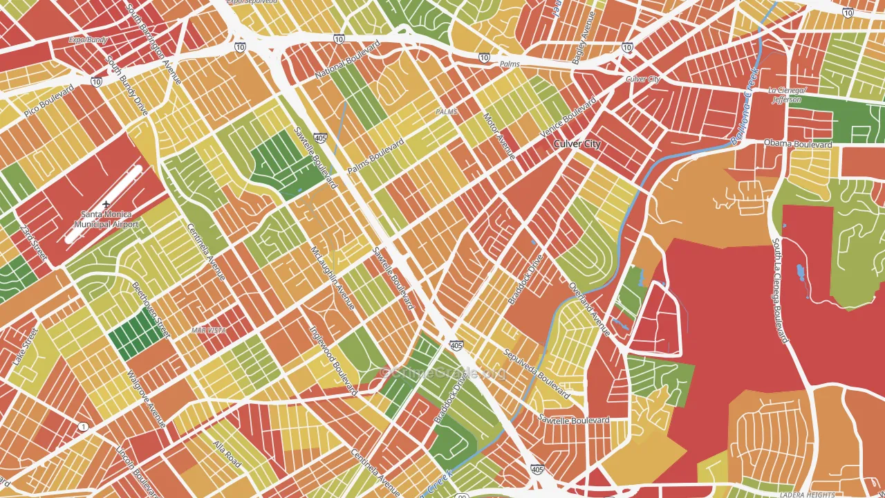 Clarkdale, Culver City, CA Map of Theft Rates