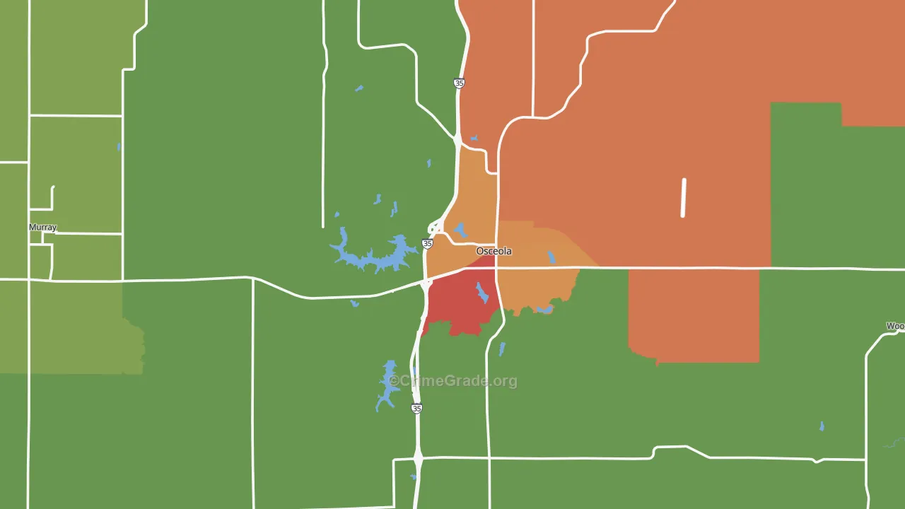 Clarke County, IA Map of Theft Rates