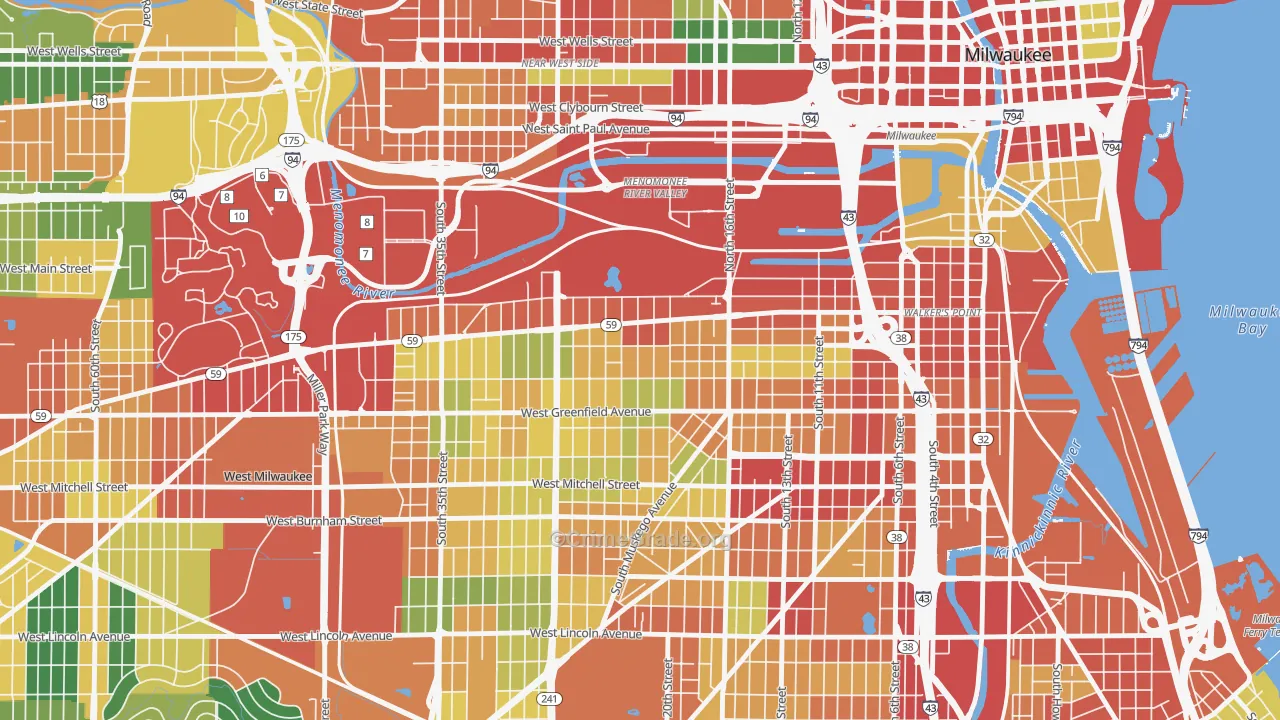 Clarke Square, Milwaukee, WI Map of Theft Rates