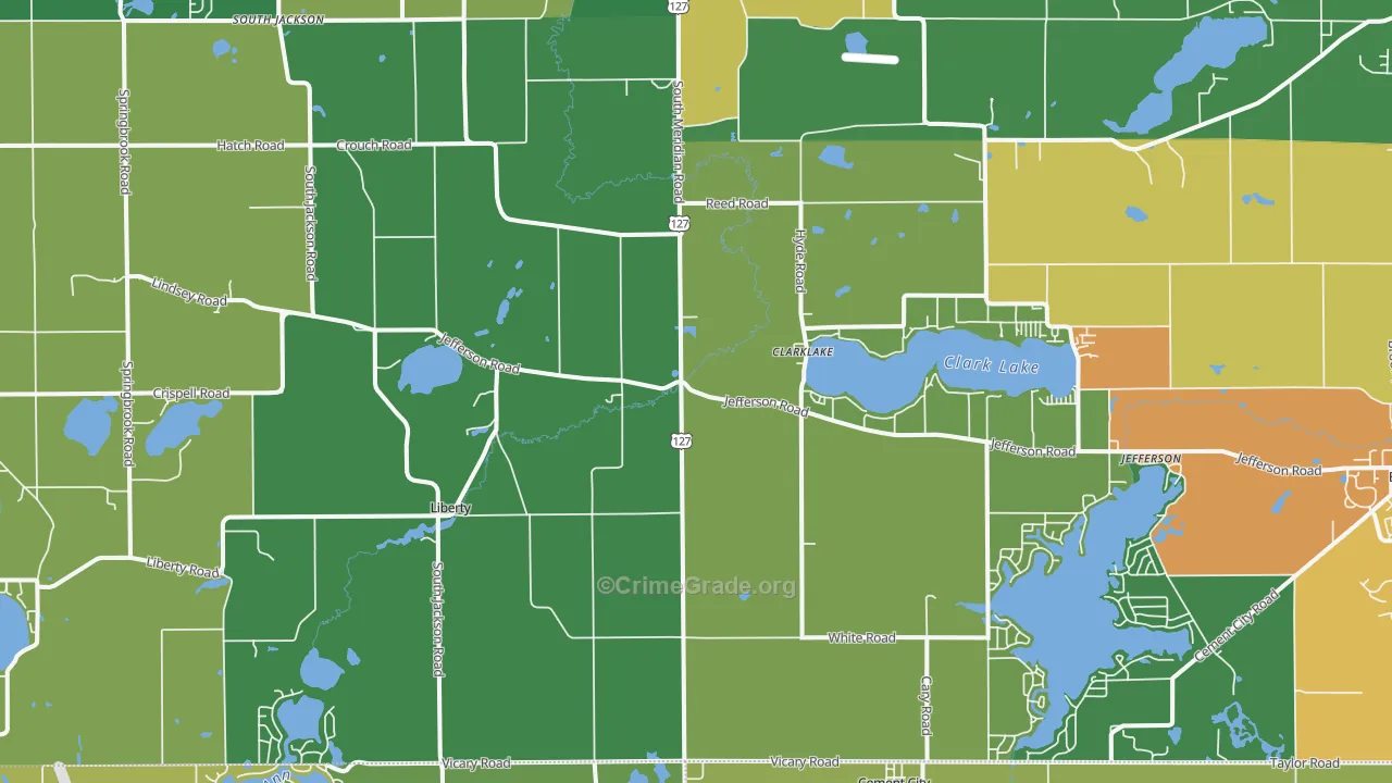 Clarklake, MI Map of Theft Rates