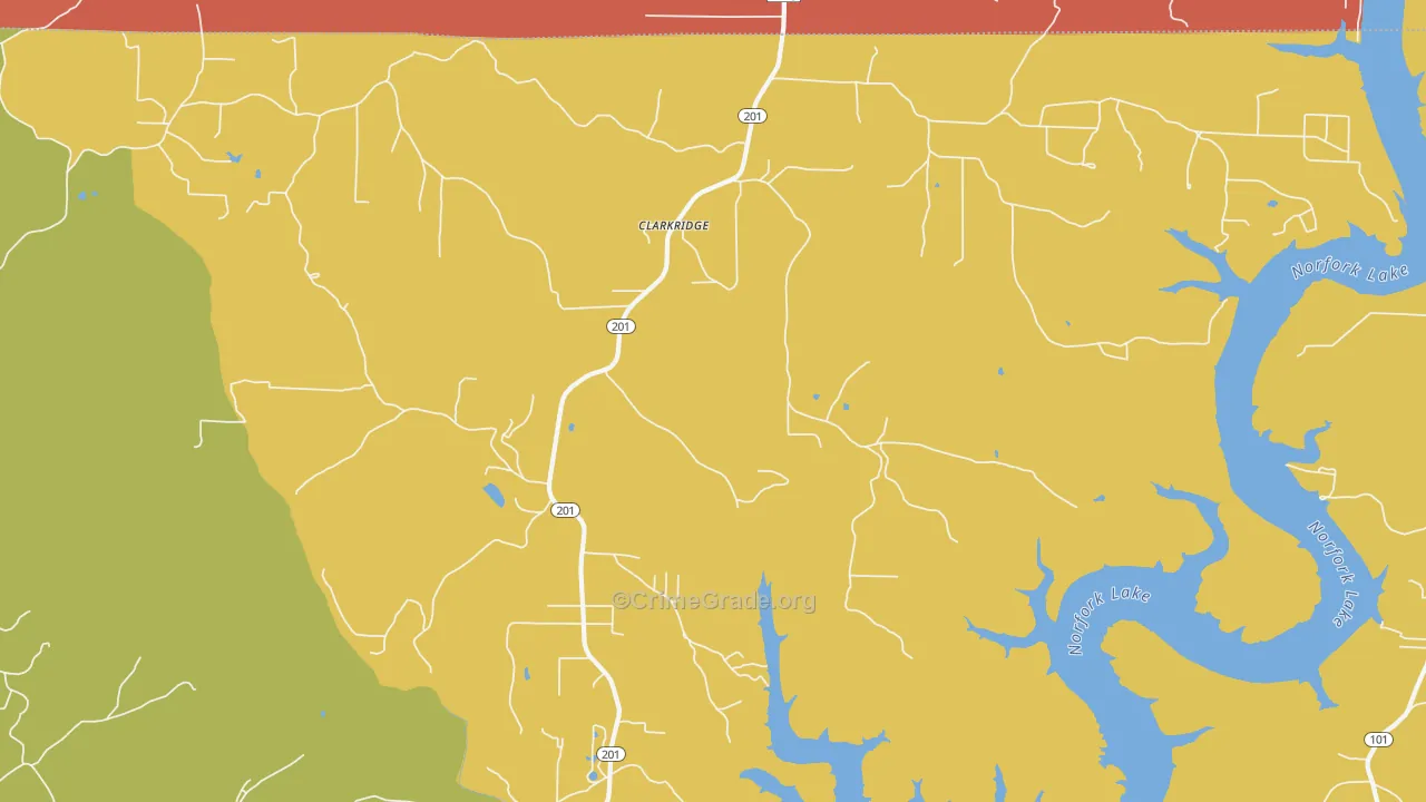 Clarkridge, AR Map of Theft Rates