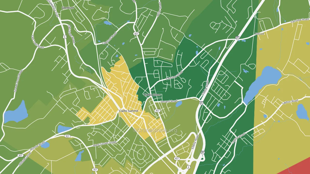 Clarks Green, PA Map of Theft Rates