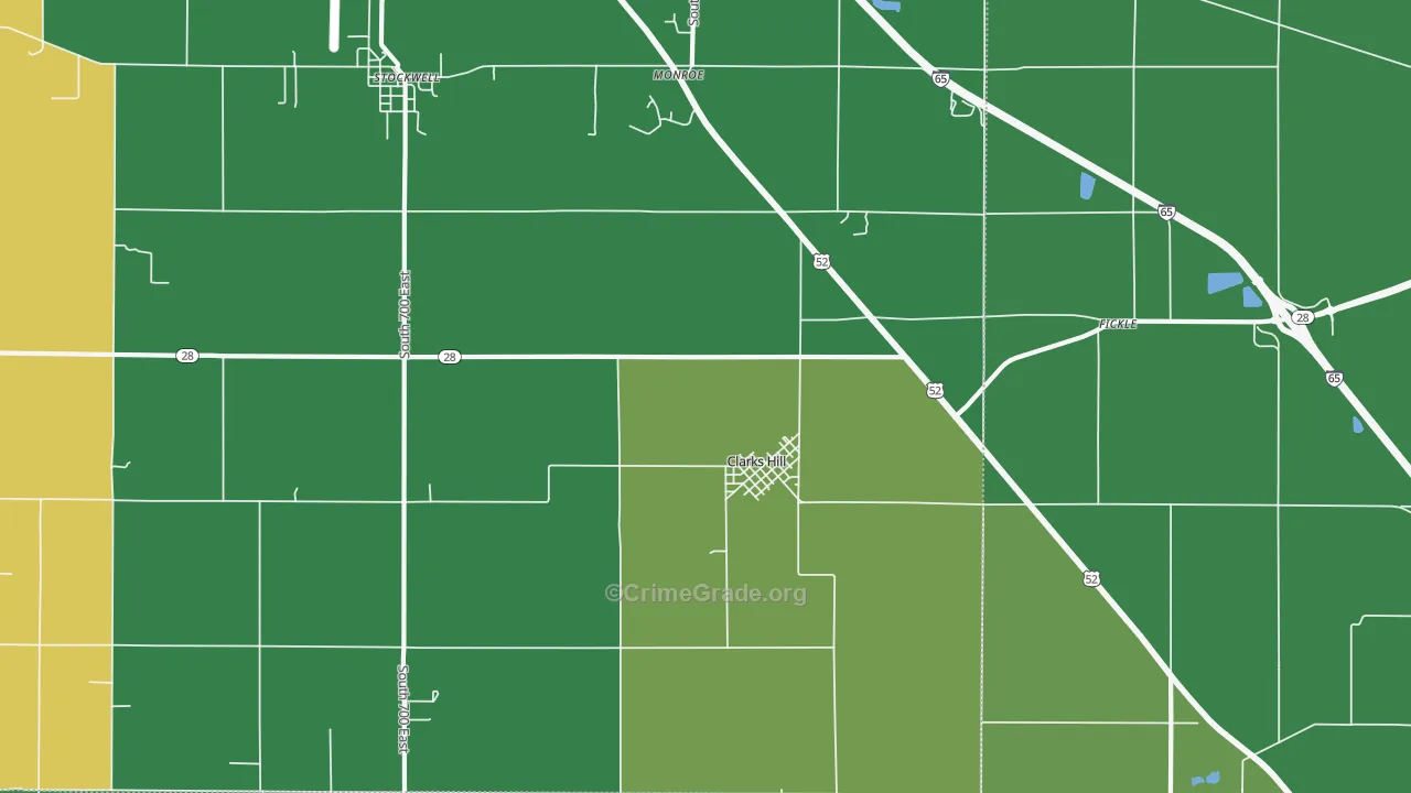 Clarks Hill, IN Map of Theft Rates