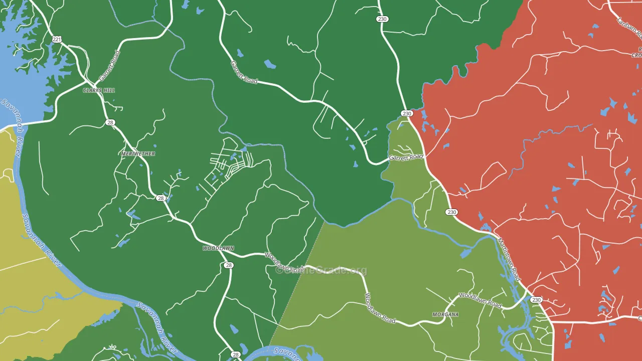 Clarks Hill, SC Map of Theft Rates